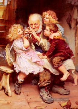  Kinder Malerei - Großväter Favoriten idyllische Kinder Arthur John Elsley